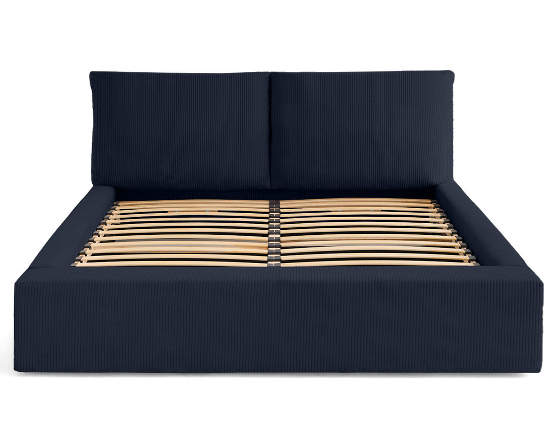 Lit coffre 180x200 en velours côtelé sommier inclus Pivoine