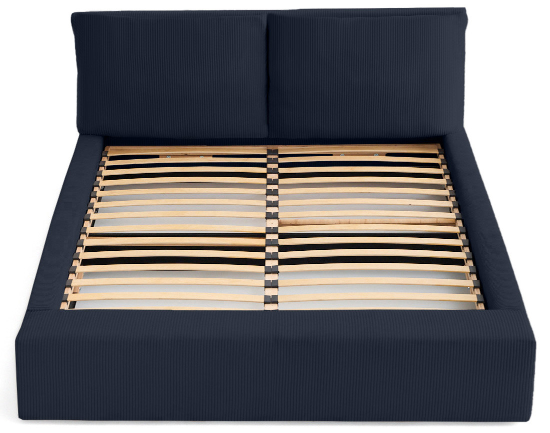 Lit coffre 180x200 en velours côtelé sommier inclus Pivoine