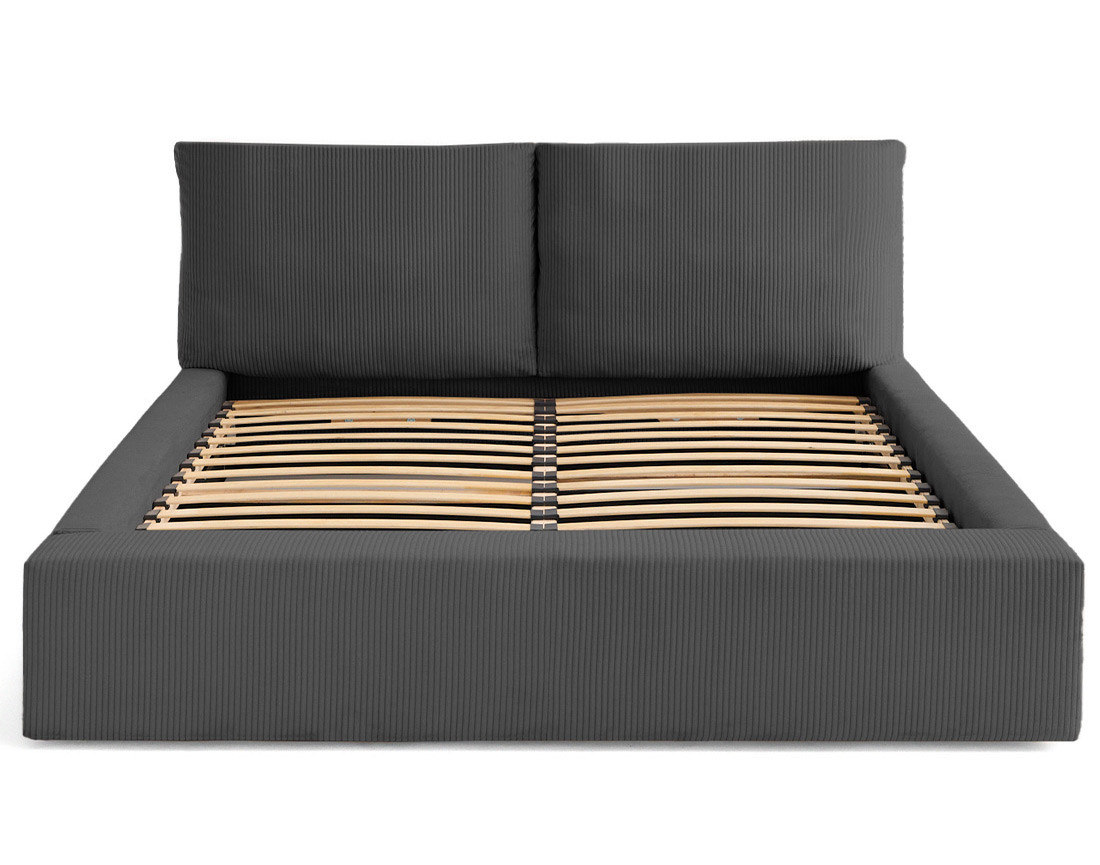 Lit coffre 180x200 en velours côtelé sommier inclus Pivoine