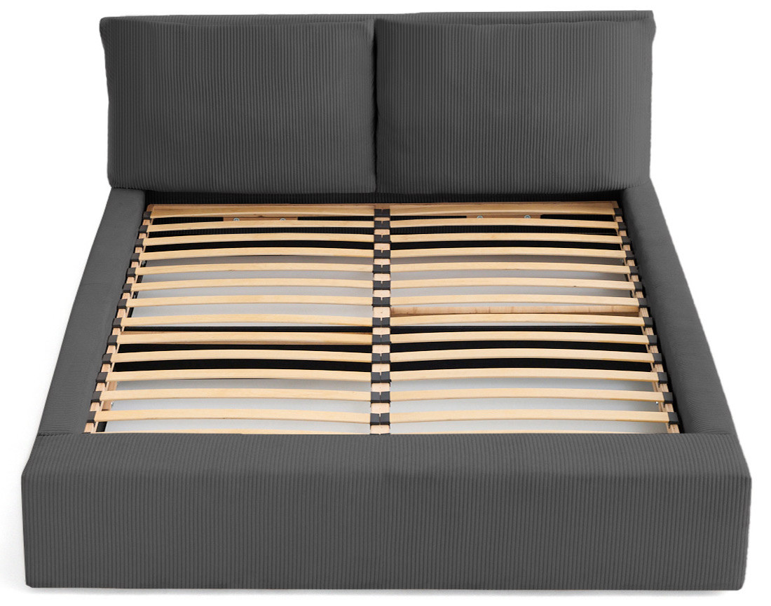Lit coffre 180x200 en velours côtelé sommier inclus Pivoine