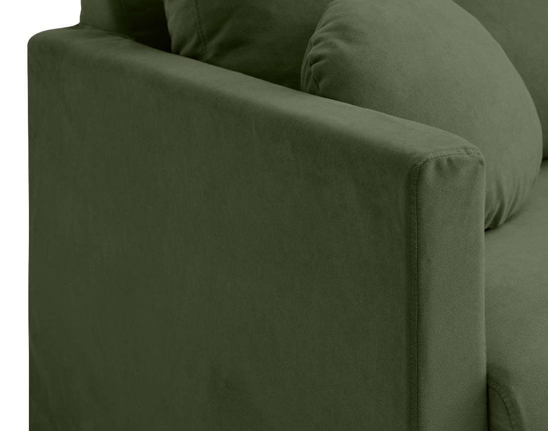 Canapé droit déhoussable 2 places en tissu Serena