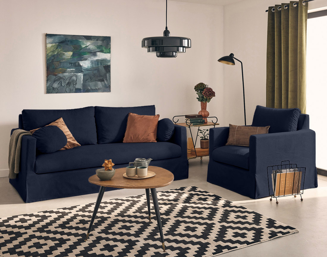 Fauteuil déhoussable en tissu Serena