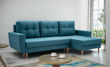 Jan - Canapé d'angle réversible 4 places - convertible avec coffre - Style scandinave Jan - Canapé d'angle réversible 4 places - convertible avec coffre - Style scandinave