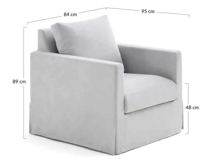 Fauteuil déhoussable en tissu Serena