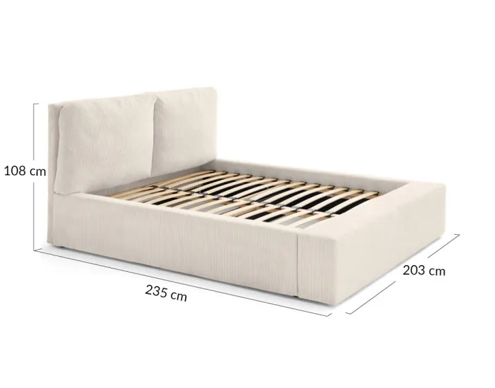 Lit coffre 180x200 en velours côtelé sommier inclus Pivoine