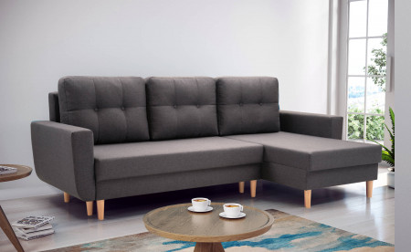 Jan - Canapé d'angle réversible 4 places - convertible avec coffre - Style scandinave Jan - Canapé d'angle réversible 4 places - convertible avec coffre - Style scandinave