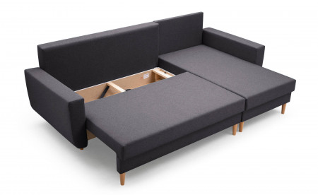Jan - Canapé d'angle réversible 4 places - convertible avec coffre - Style scandinave Jan - Canapé d'angle réversible 4 places - convertible avec coffre - Style scandinave