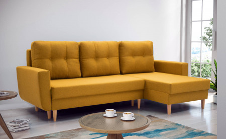 Jan - Canapé d'angle réversible 4 places - convertible avec coffre - Style scandinave Jan - Canapé d'angle réversible 4 places - convertible avec coffre - Style scandinave