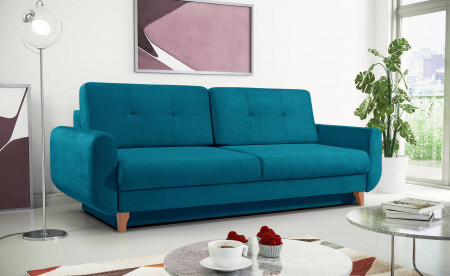 Nilsa - Canapé droit 3 places convertible - avec coffre de rangement - style scandinave Nilsa - Canapé droit 3 places convertible - avec coffre de rangement - style scandinave