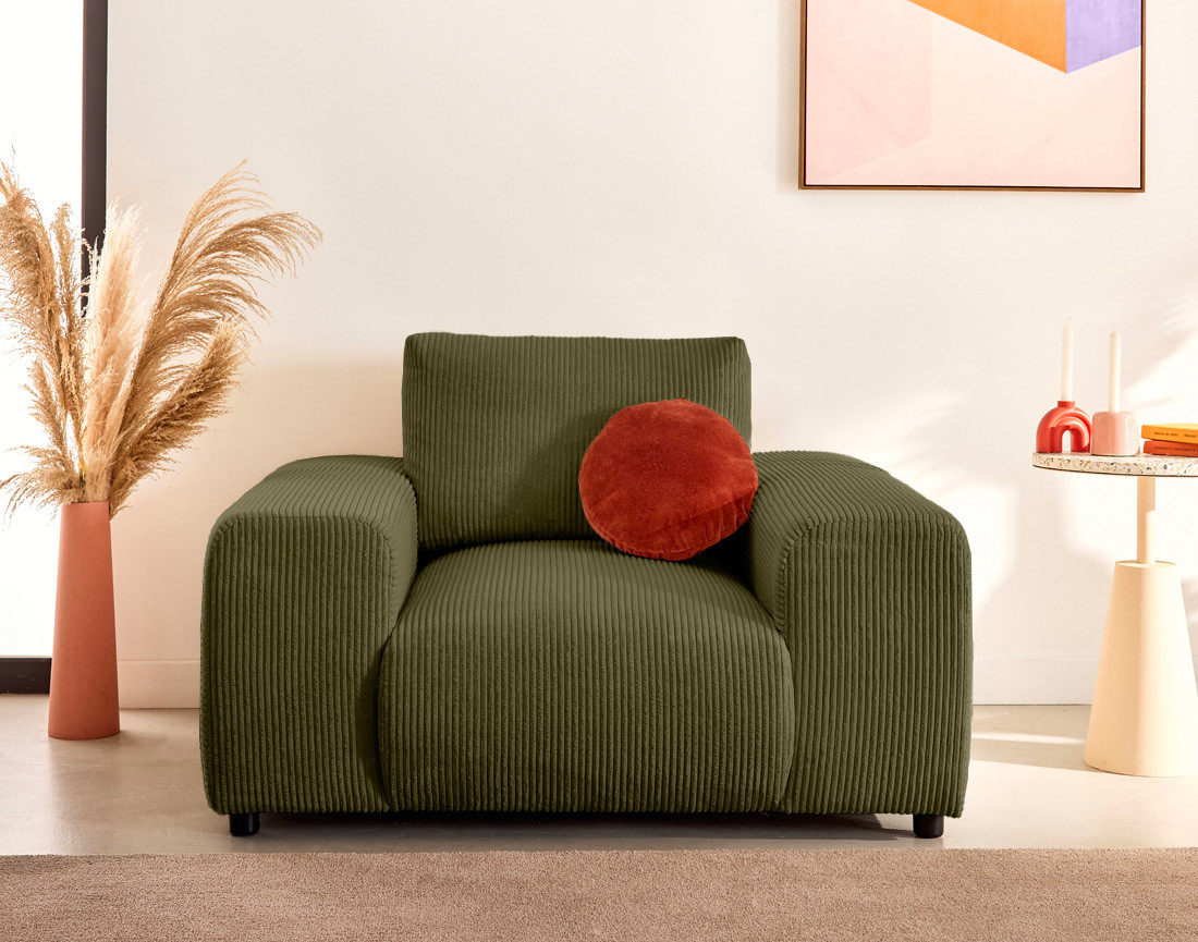 Fauteuil en velours côtelé Garance