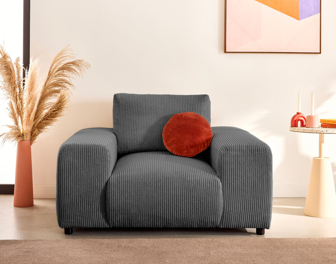 Fauteuil en velours côtelé Garance