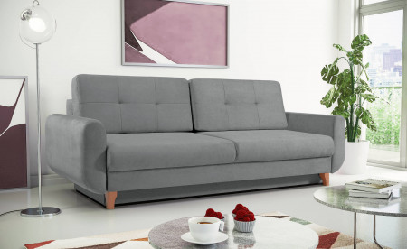 Nilsa - Canapé droit 3 places convertible - avec coffre de rangement - style scandinave Nilsa - Canapé droit 3 places convertible - avec coffre de rangement - style scandinave