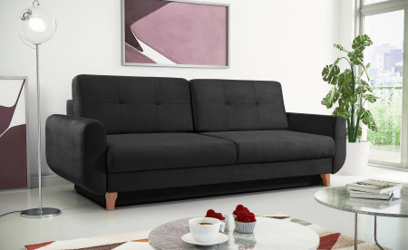 Nilsa - Canapé droit 3 places convertible - avec coffre de rangement - style scandinave Nilsa - Canapé droit 3 places convertible - avec coffre de rangement - style scandinave