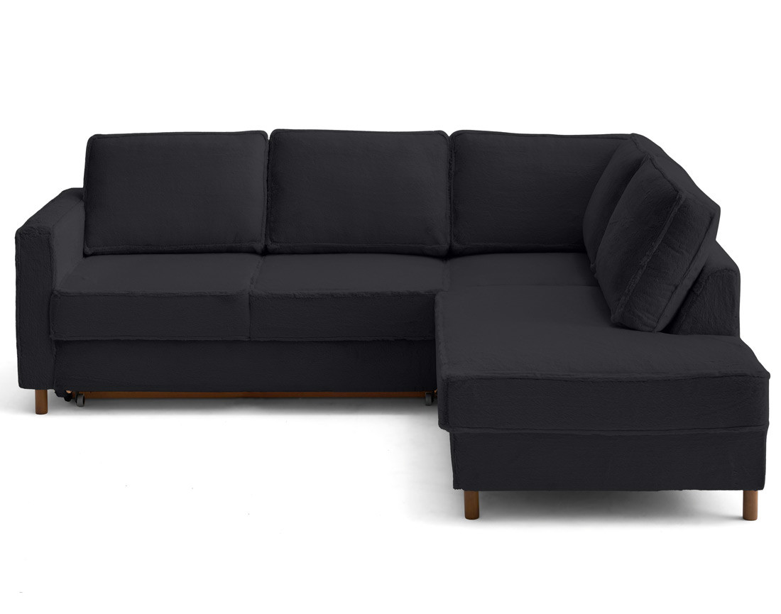 Canapé d'angle droit 5 places convertible en fausse fourrure Jake