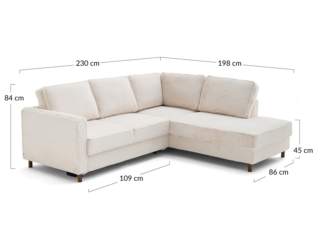 Canapé d'angle droit 5 places convertible en fausse fourrure Jake