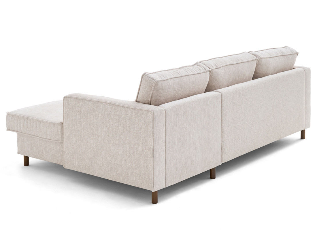 Canapé d'angle droit 4 places convertible en tissu velours relief Jake