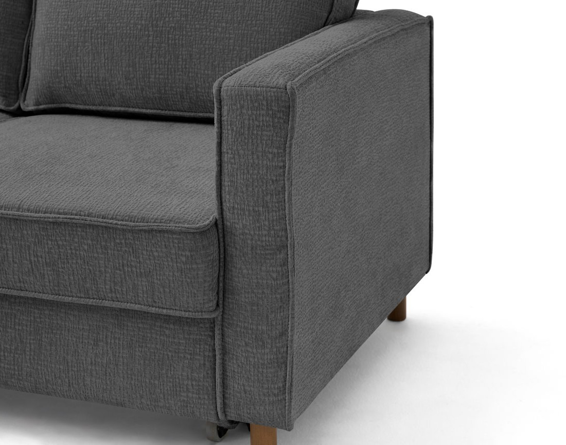 Canapé d'angle gauche 4 places convertible en tissu velours relief Jake
