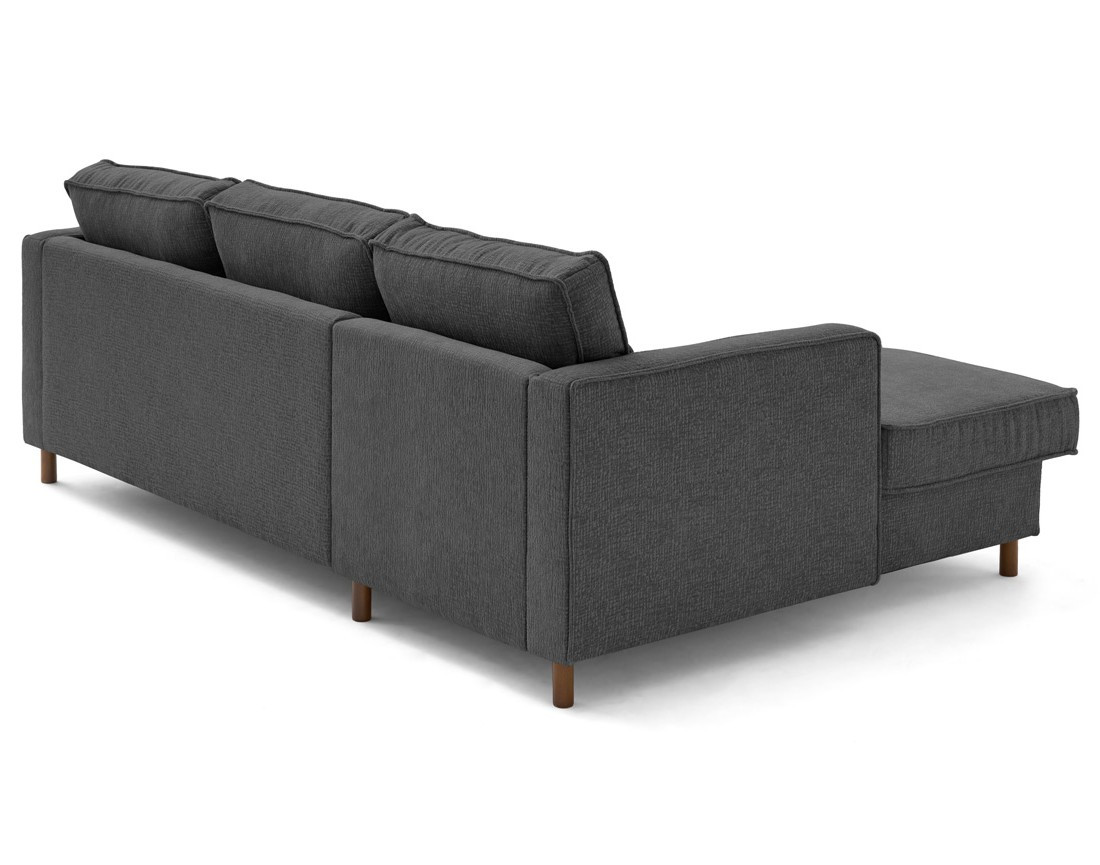 Canapé d'angle gauche 4 places convertible en tissu velours relief Jake