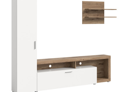 Ensemble meuble TV bois et blanc 218 cm Bromley