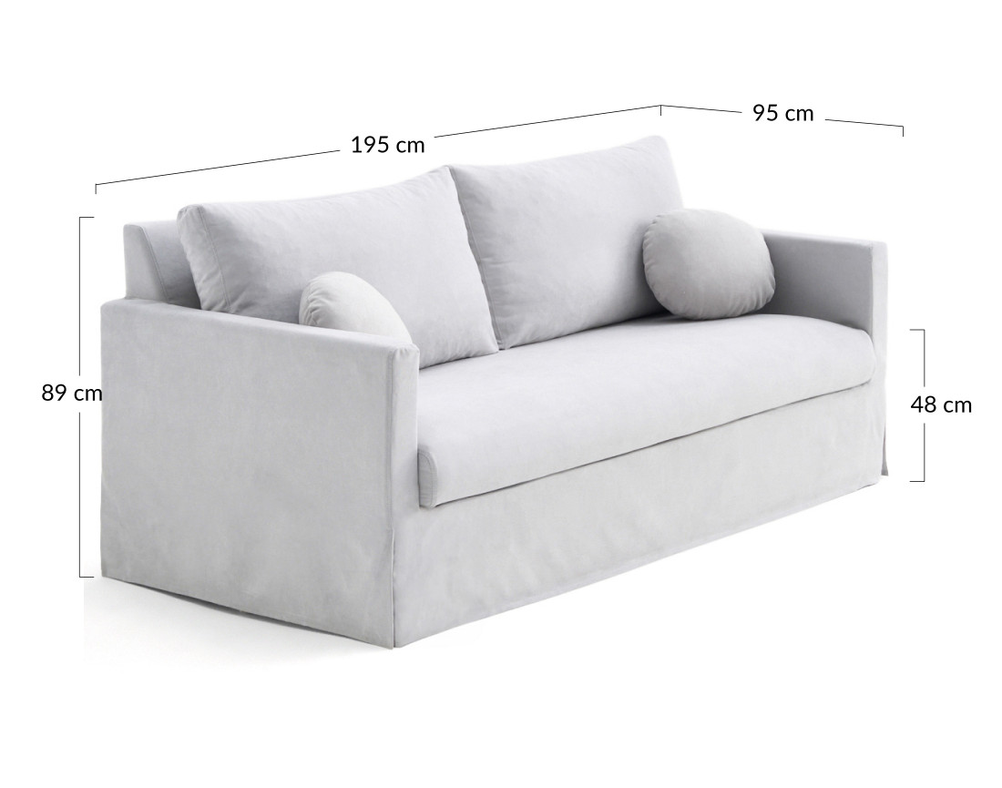 Canapé droit déhoussable 3 places en tissu Serena