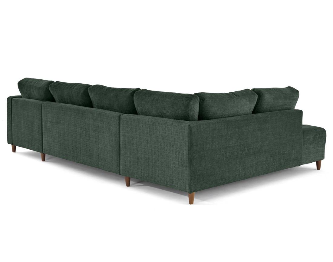 Canapé panoramique d'angle gauche 7 places convertible avec coffre en velours texturé Anna