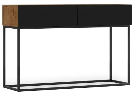 Console bois et noir 2 tiroirs 120 cm Roman