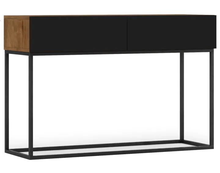 Console bois et noir 2 tiroirs 120 cm Roman