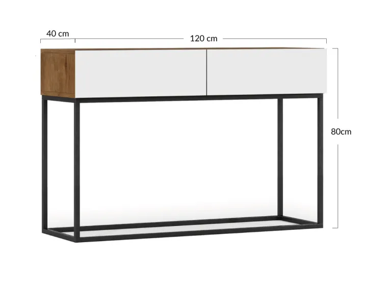 Console bois et noir 2 tiroirs 120 cm Roman