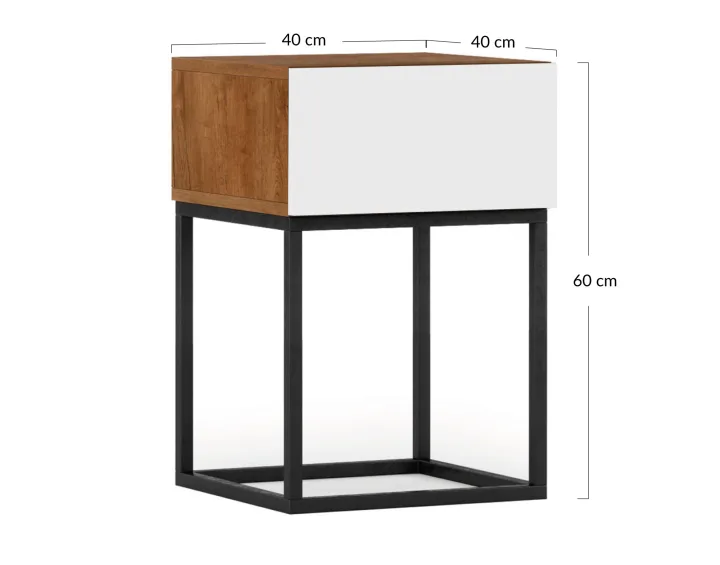 Table de chevet bois et noir 40 cm Roman