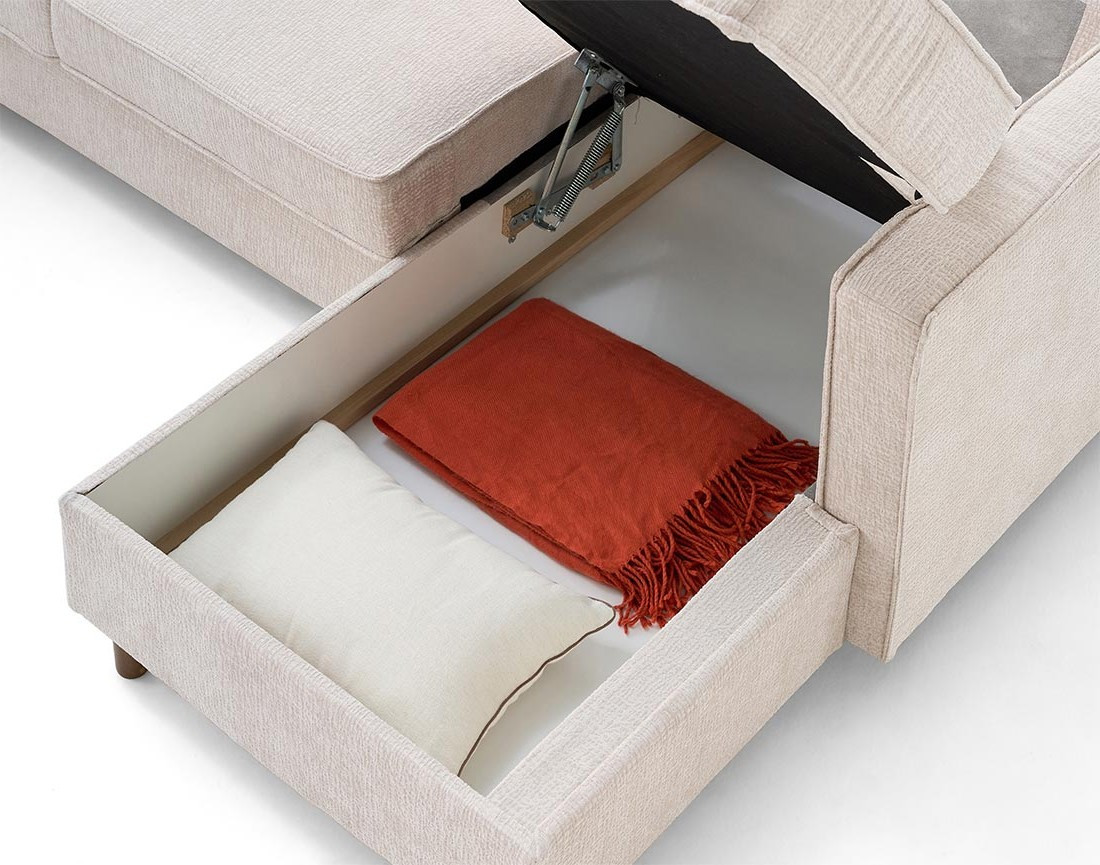Canapé panoramique 7 places convertible d'angle gauche en tissu velours relief Jake