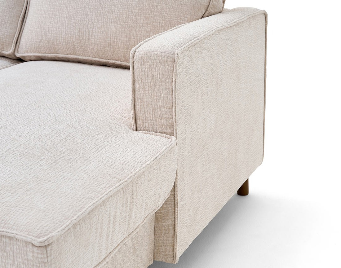 Canapé panoramique 7 places convertible d'angle gauche en tissu velours relief Jake