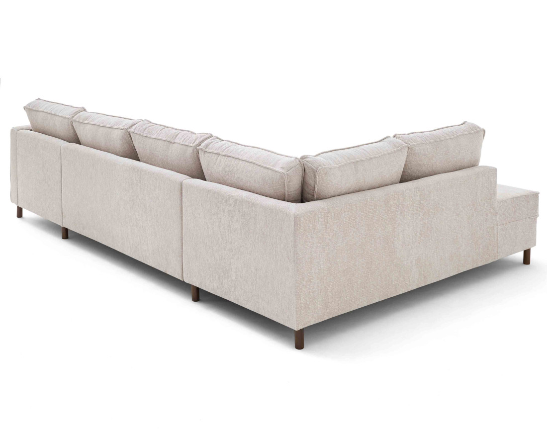 Canapé panoramique 7 places convertible d'angle gauche en tissu velours relief Jake