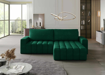 Canapé d'angle droit 4 places convertible en velours Cordova