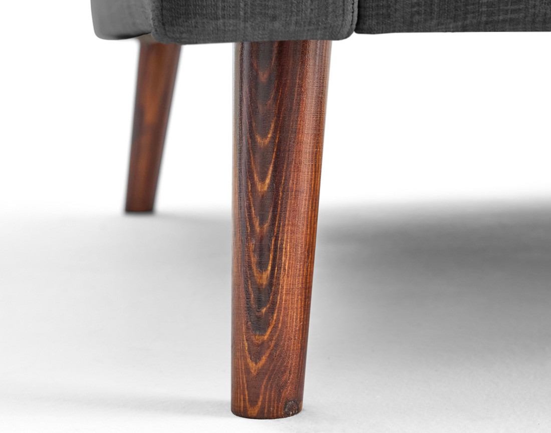 Canapé droit 3 places en velours pieds en bois Ostrava