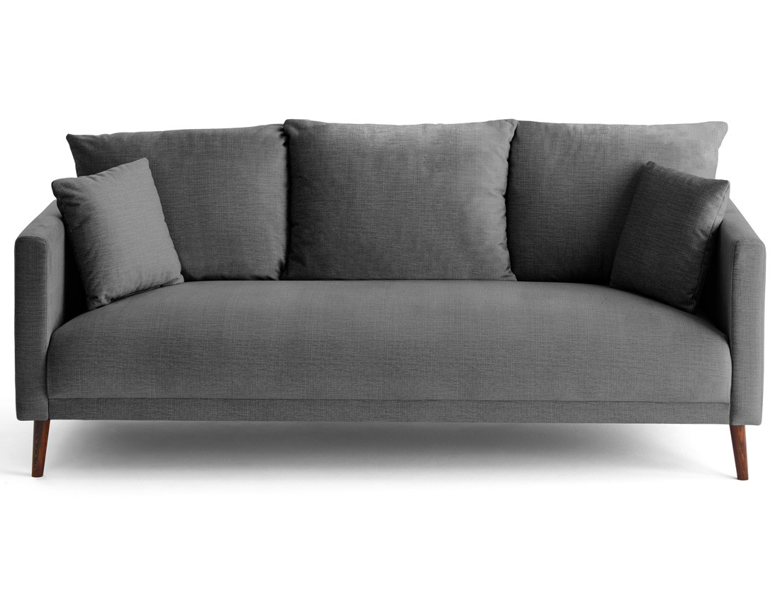 Canapé droit 3 places en velours pieds en bois Ostrava