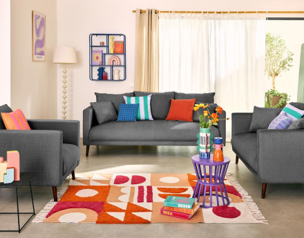 Canapé droit 3 places en...