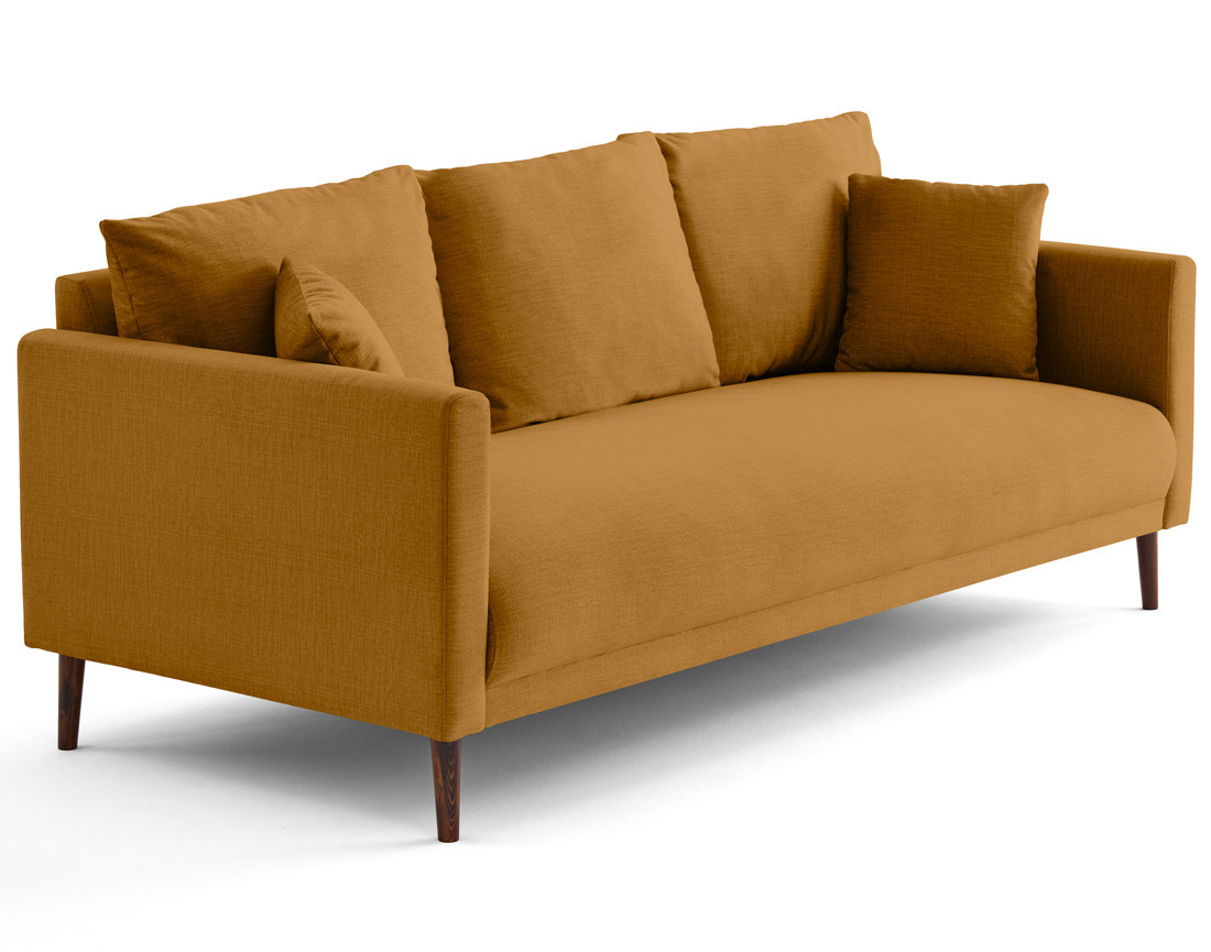 Canapé droit 3 places en velours pieds en bois Ostrava