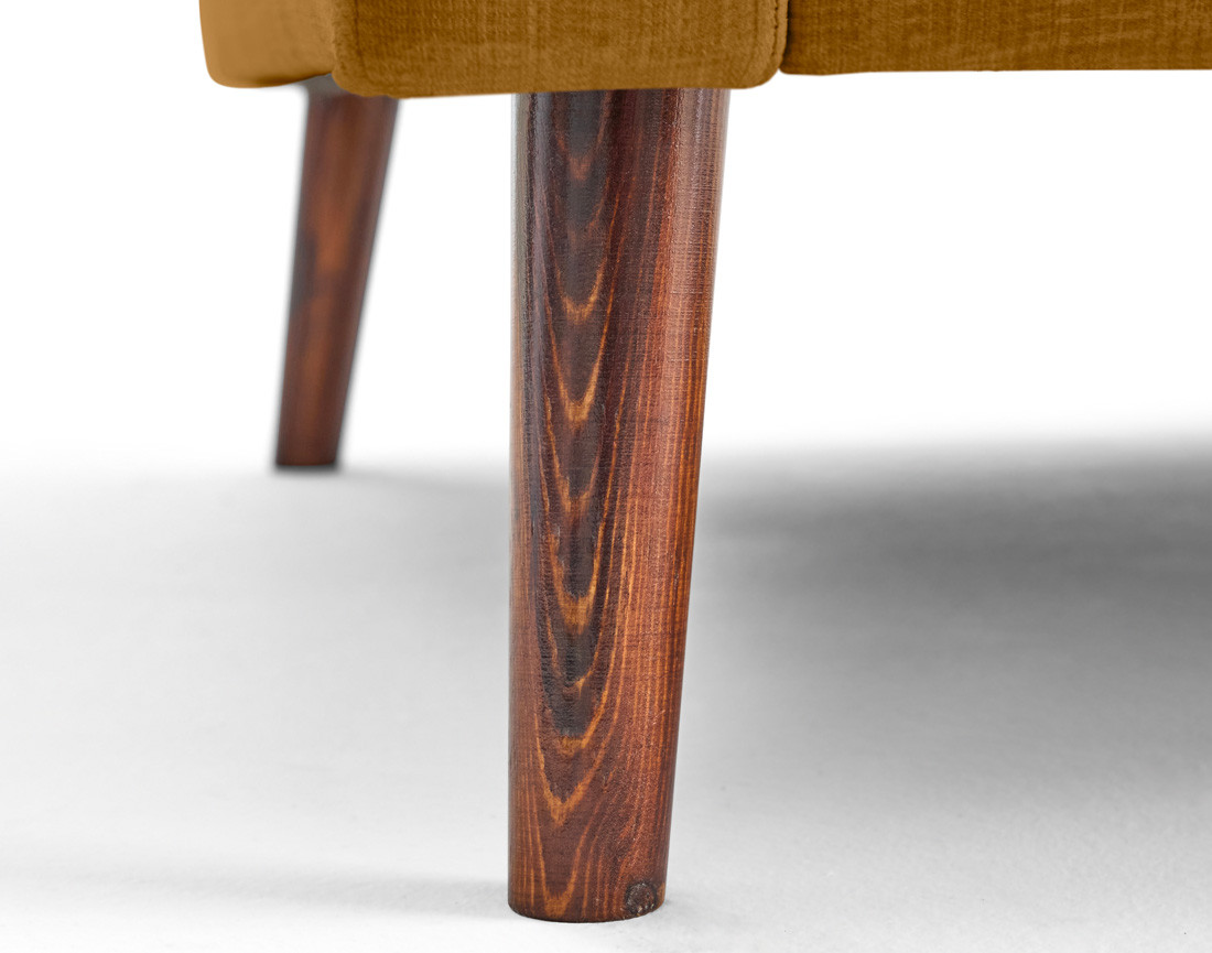 Canapé droit 3 places en velours pieds en bois Ostrava