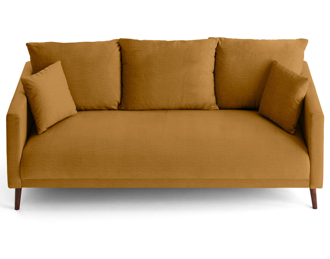 Canapé droit 3 places en velours pieds en bois Ostrava