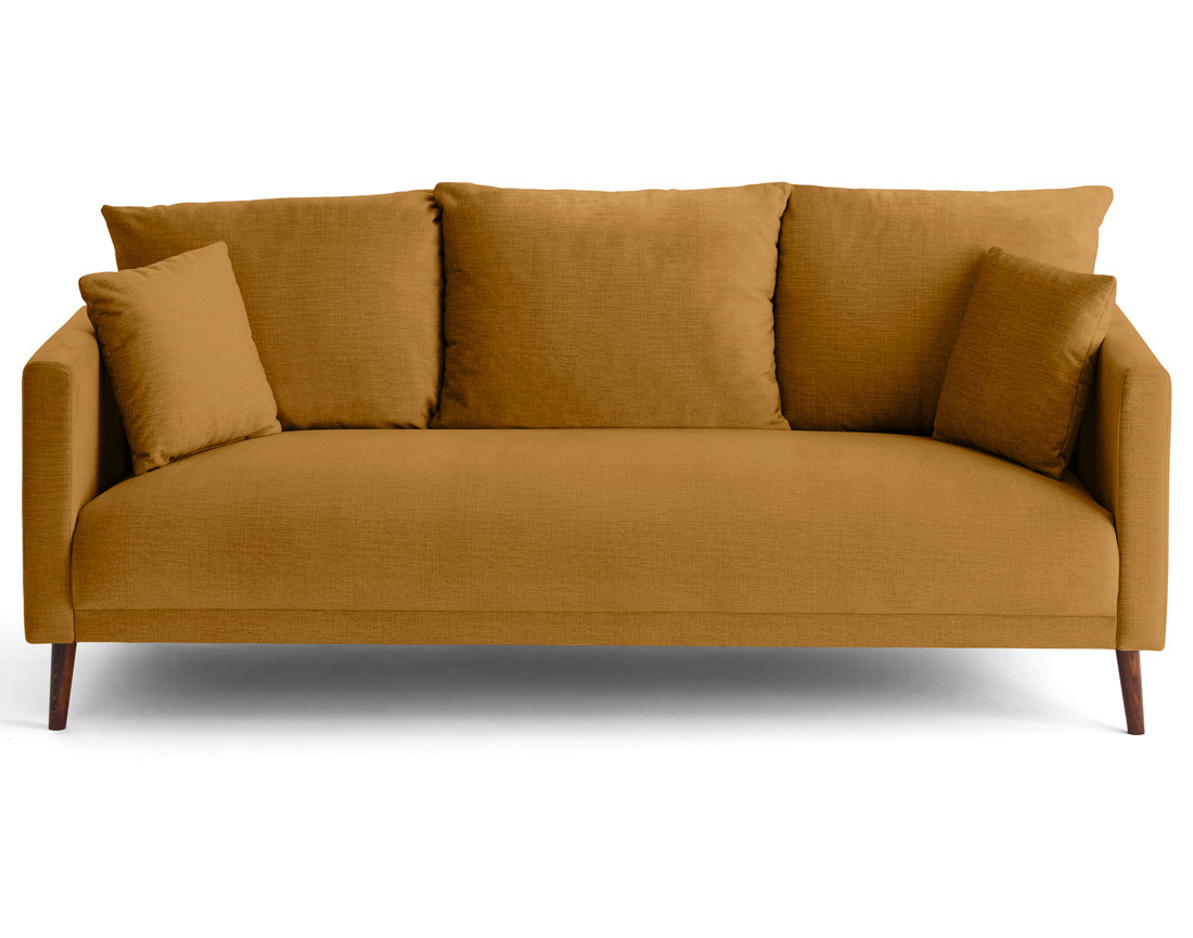 Canapé droit 3 places en velours pieds en bois Ostrava