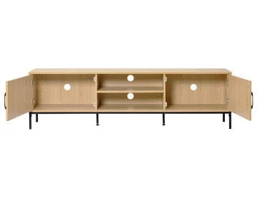 Meuble TV bois 2 portes et 2 niches 180 cm Nagato