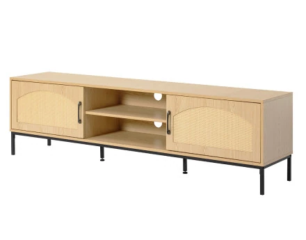 Meuble TV bois 2 portes et 2 niches 180 cm Nagato