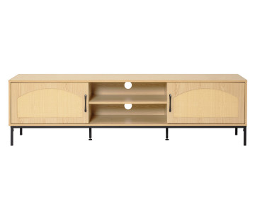 Meuble TV bois 2 portes et 2 niches 180 cm Nagato