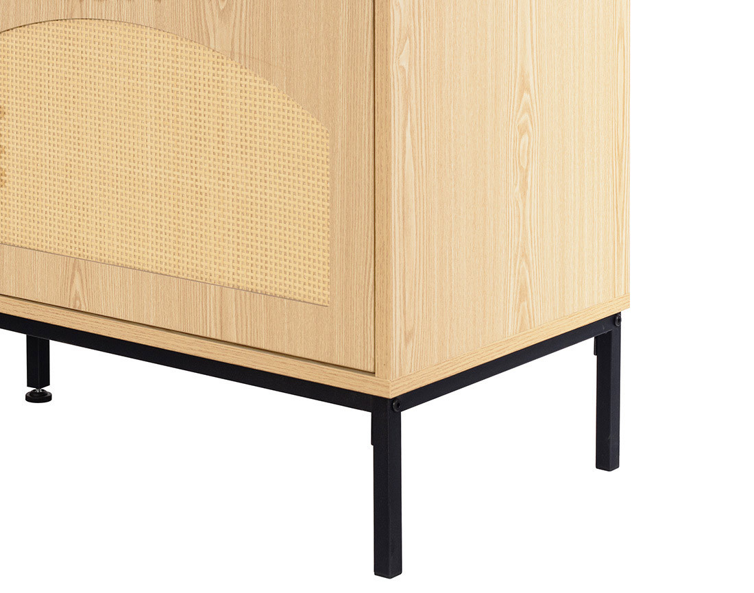 Meuble TV bois 2 portes et 2 niches 180 cm Nagato