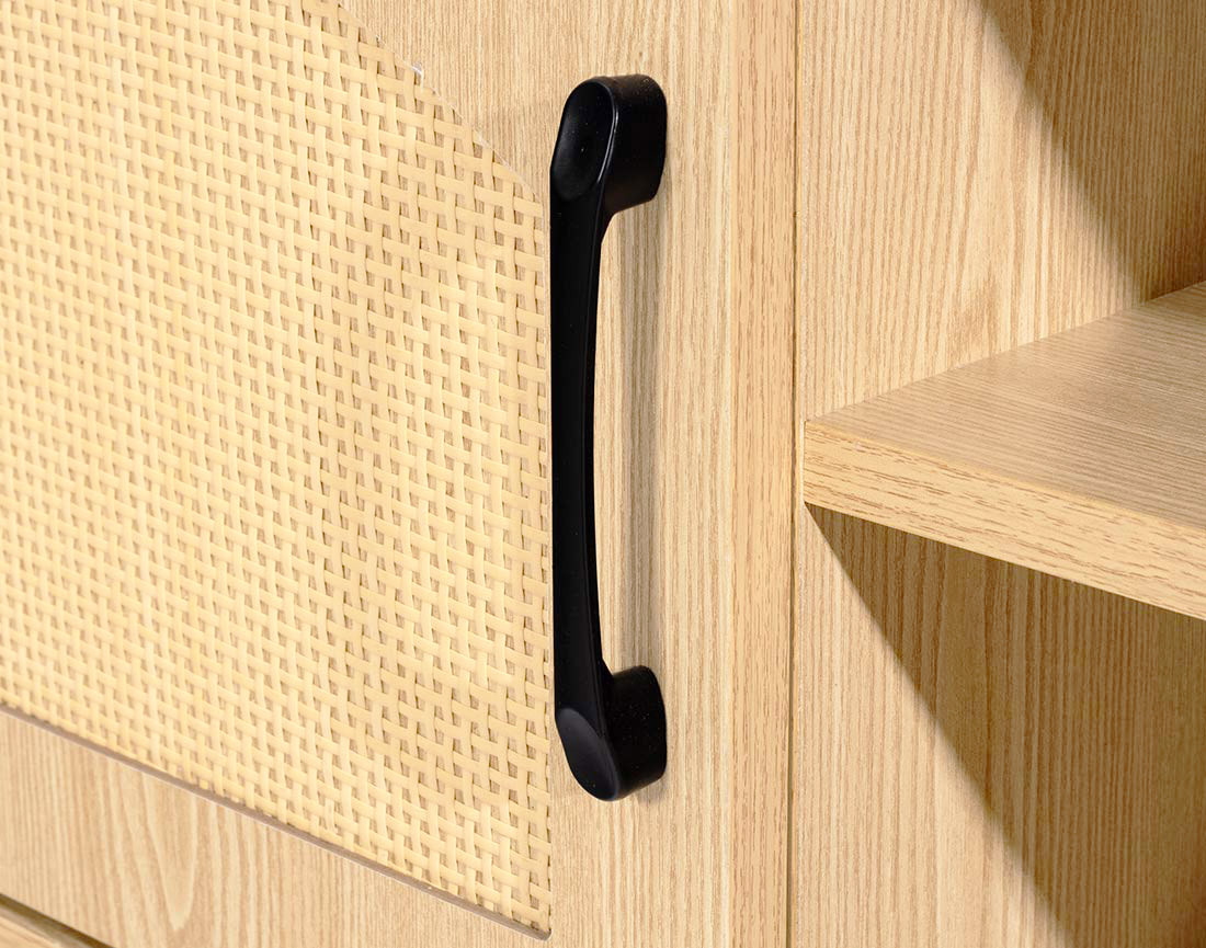 Meuble TV bois 2 portes et 2 niches 180 cm Nagato