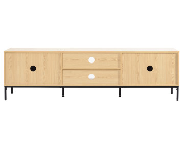 Meuble TV bois 2 portes et 2 niches 180 cm Nagato