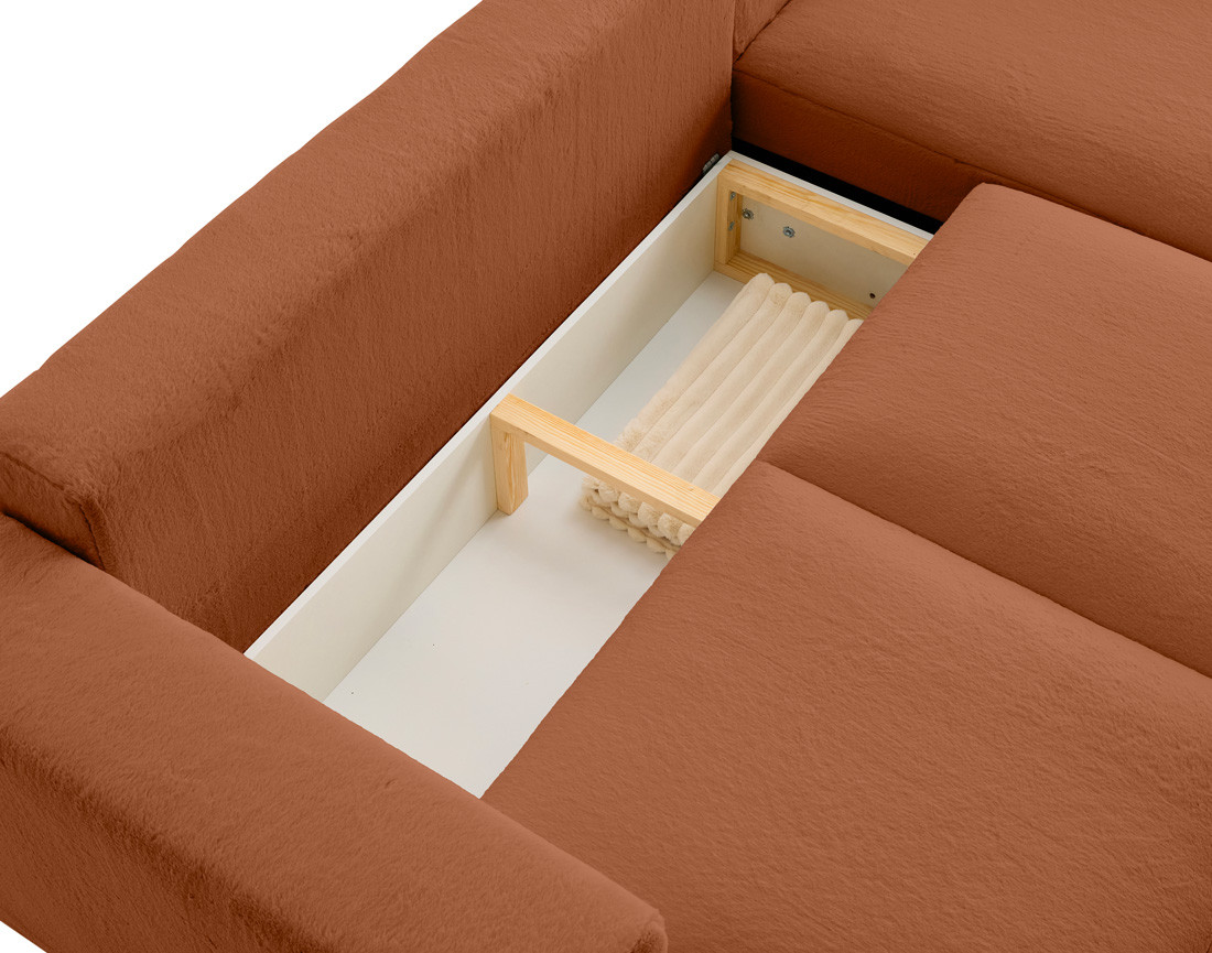 Canapé d'angle réversible 4 places convertible en fausse fourrure Livy