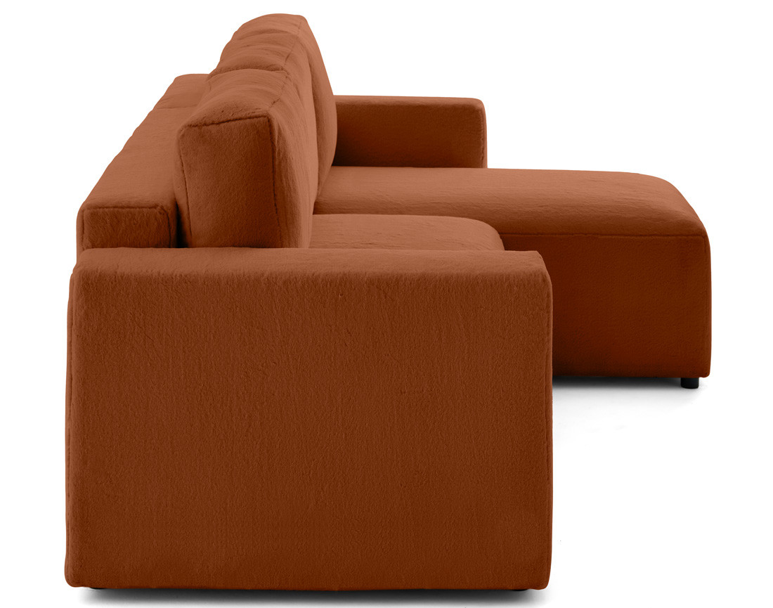 Canapé d'angle réversible 4 places convertible en fausse fourrure Livy