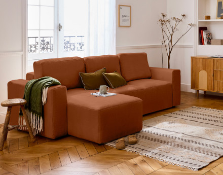 Canapé d'angle réversible 4 places convertible en fausse fourrure Livy