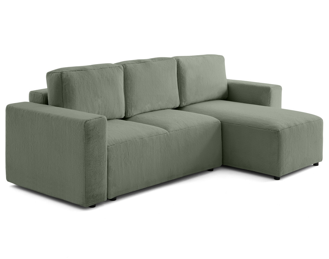 Canapé d'angle réversible 4 places convertible en fausse fourrure Livy